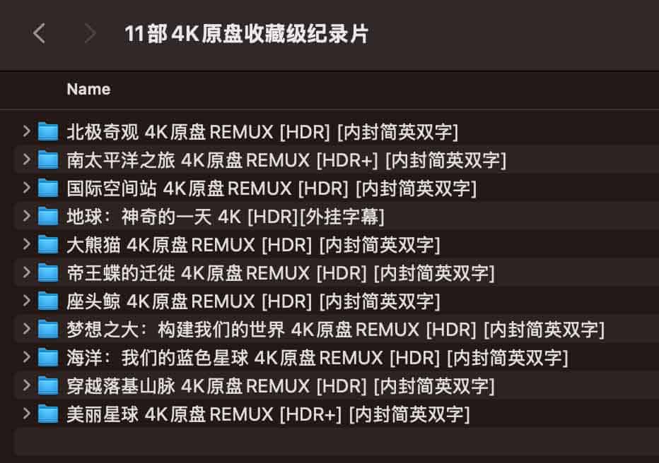 205GB 超清原盘纪录片精选：11 部 4K 收藏级影像，涵盖极致画质与深度视听体验
