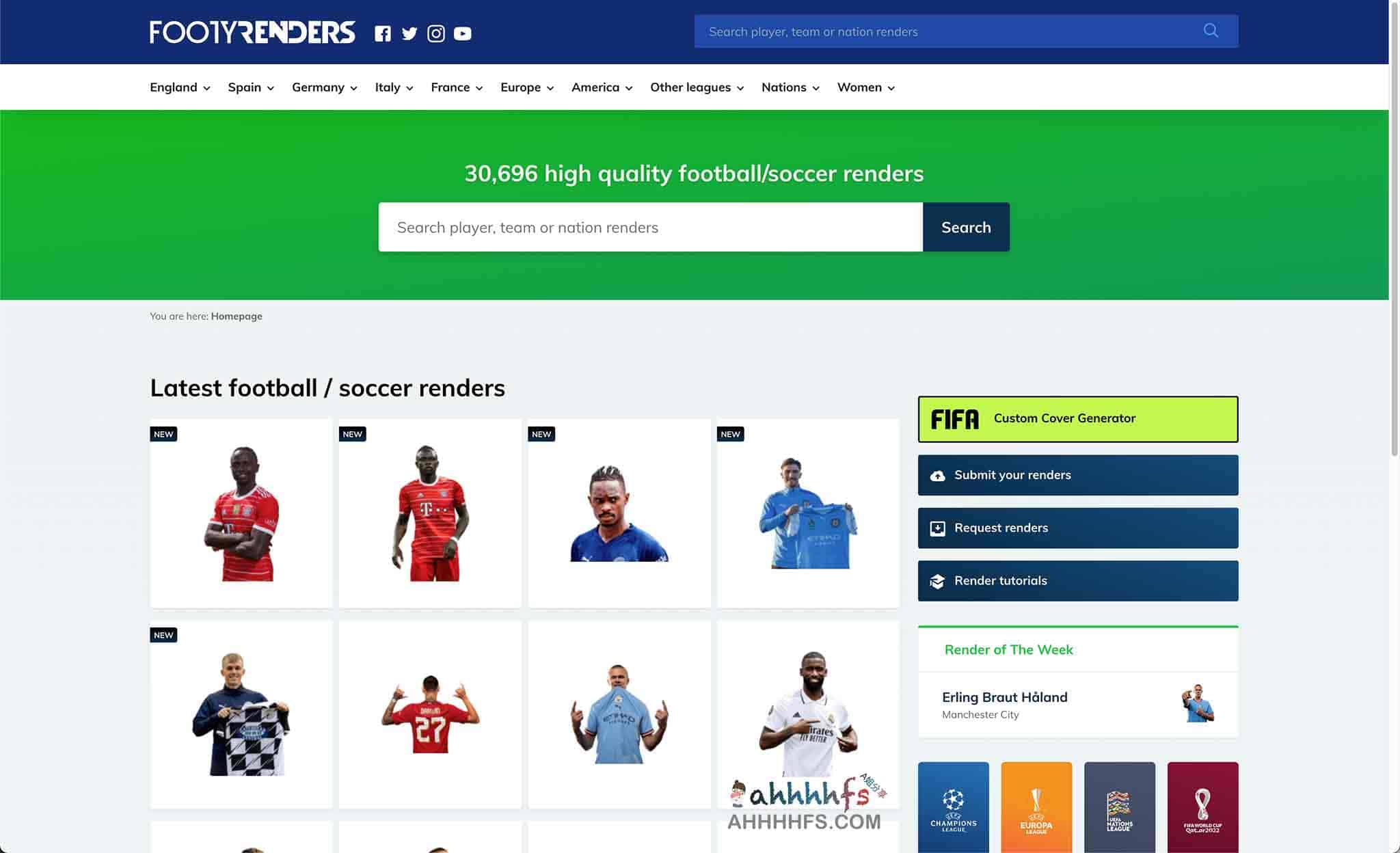 从 FootyRenders 获取 30,000+ 张球员透明 PNG 素材的下载步骤