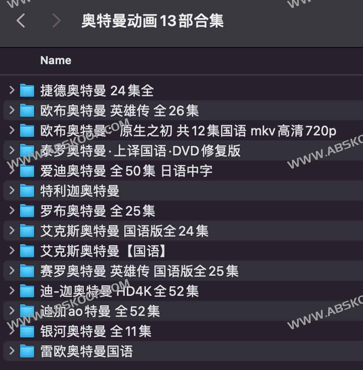 13 部经典奥特曼动画全集资源清单