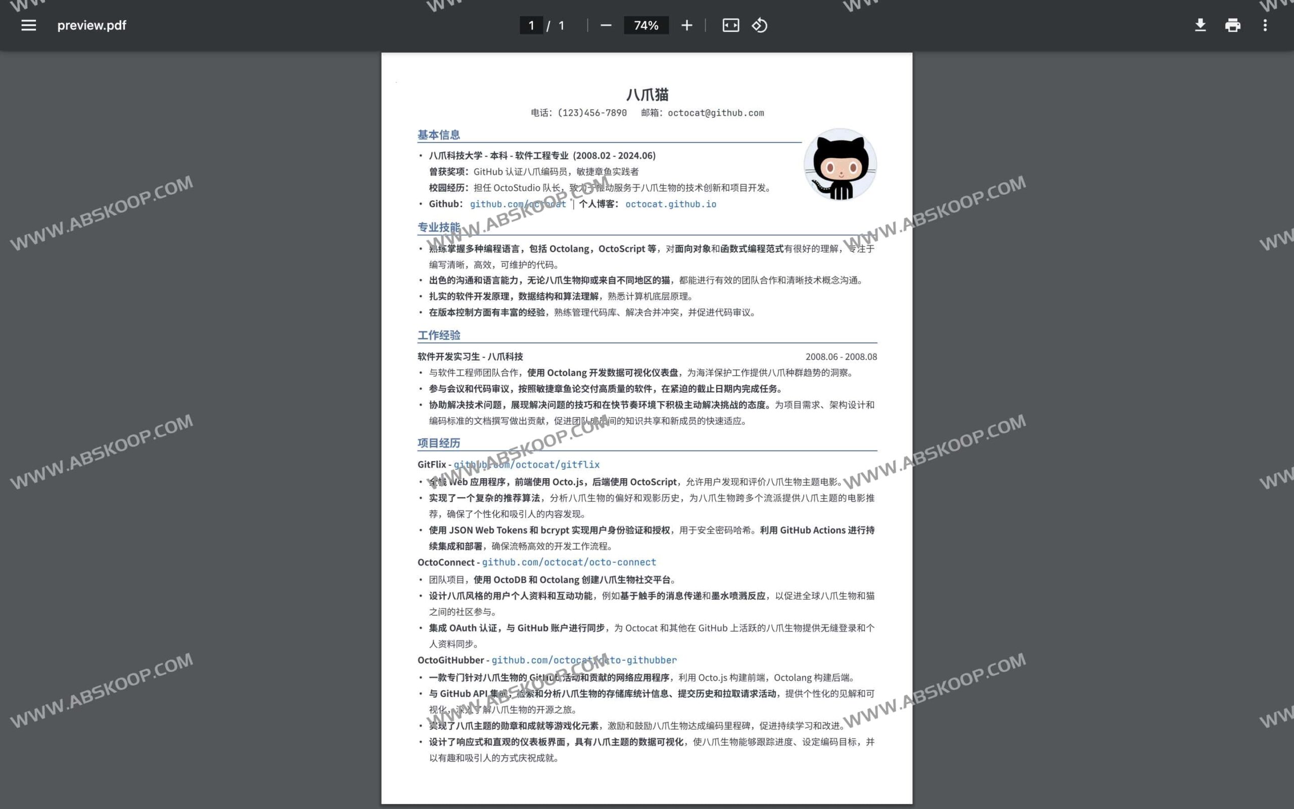 LapisCV:支持实时预览与快速编辑的开箱即用简历模板 LapisCV:支持实时预览与快速编辑的开箱即用简历模板