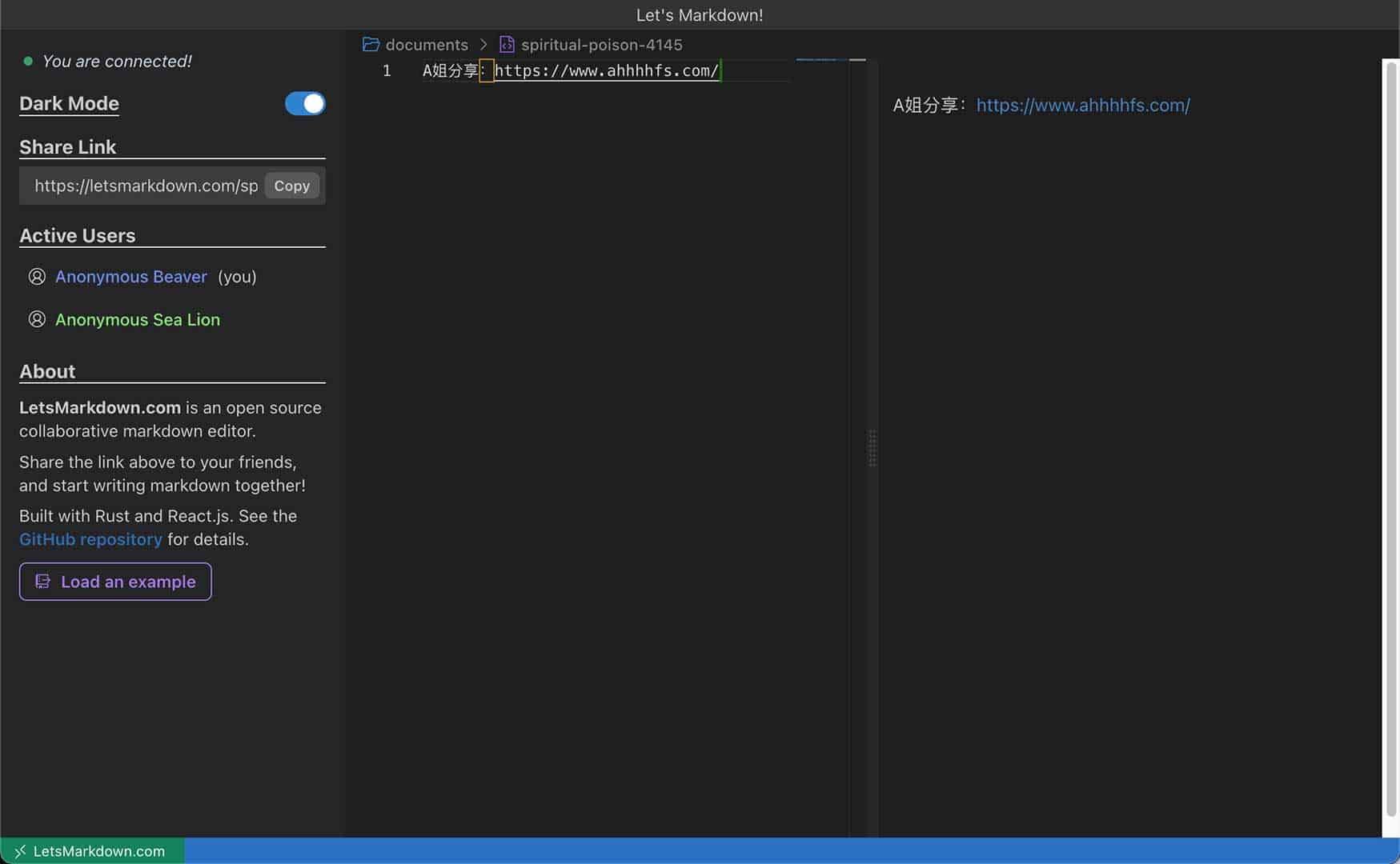 LetsMarkdown：支持实时协作的开源 Markdown 在线编辑器