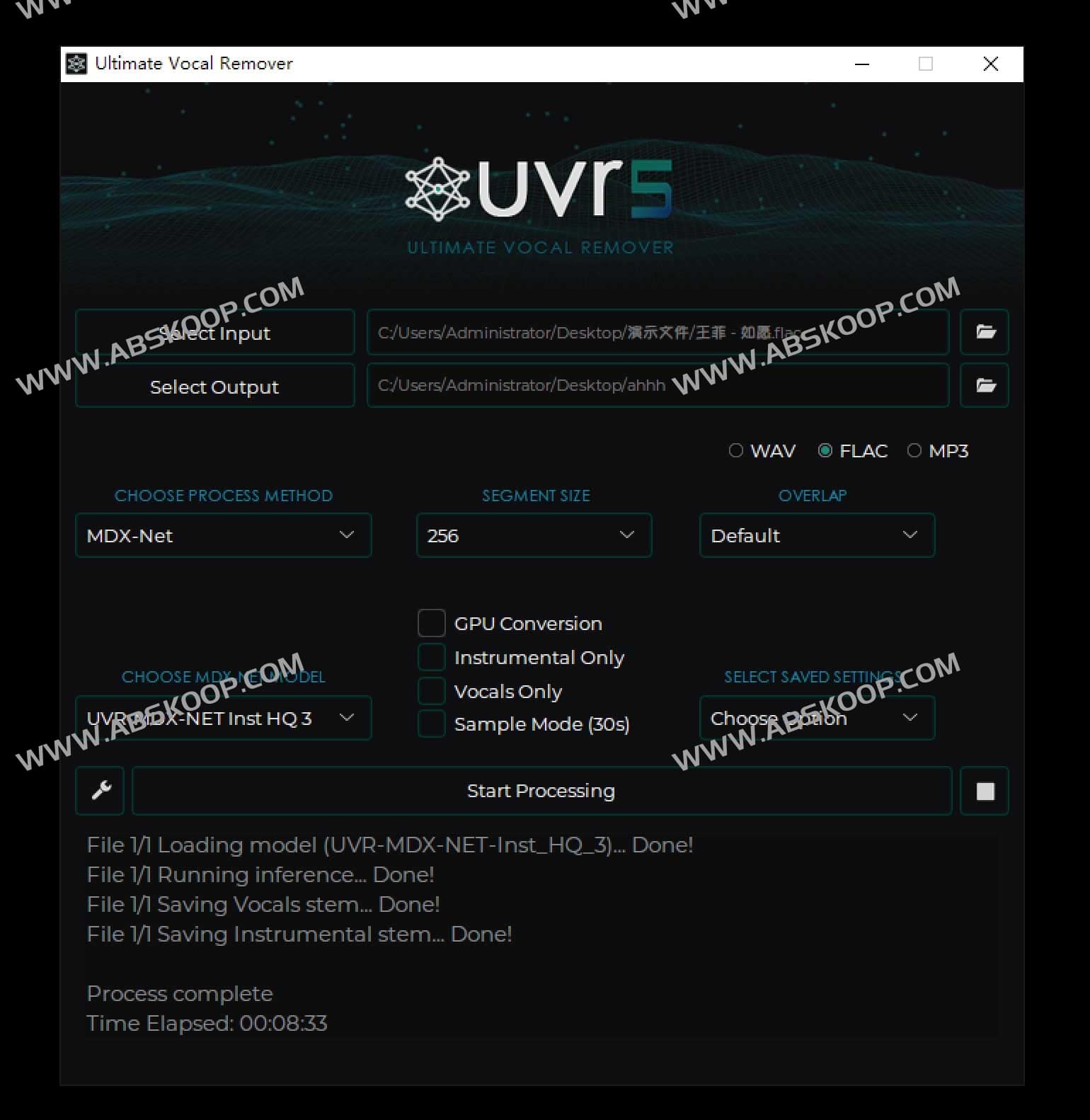 Ultimate Vocal Remover GUI 下载安装:支持多种 AI 模型的开源人声与伴奏分离工具 Ultimate Vocal Remover GUI 下载安装:支持多种 AI 模型的开源人声与伴奏分离工具
