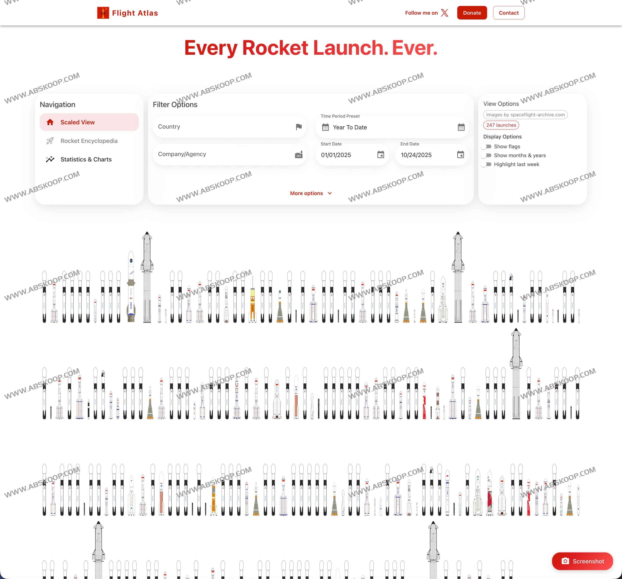 想知道全球火箭发射的实时动态？Flight Atlas 帮你用可视化日历追踪每周统计数据