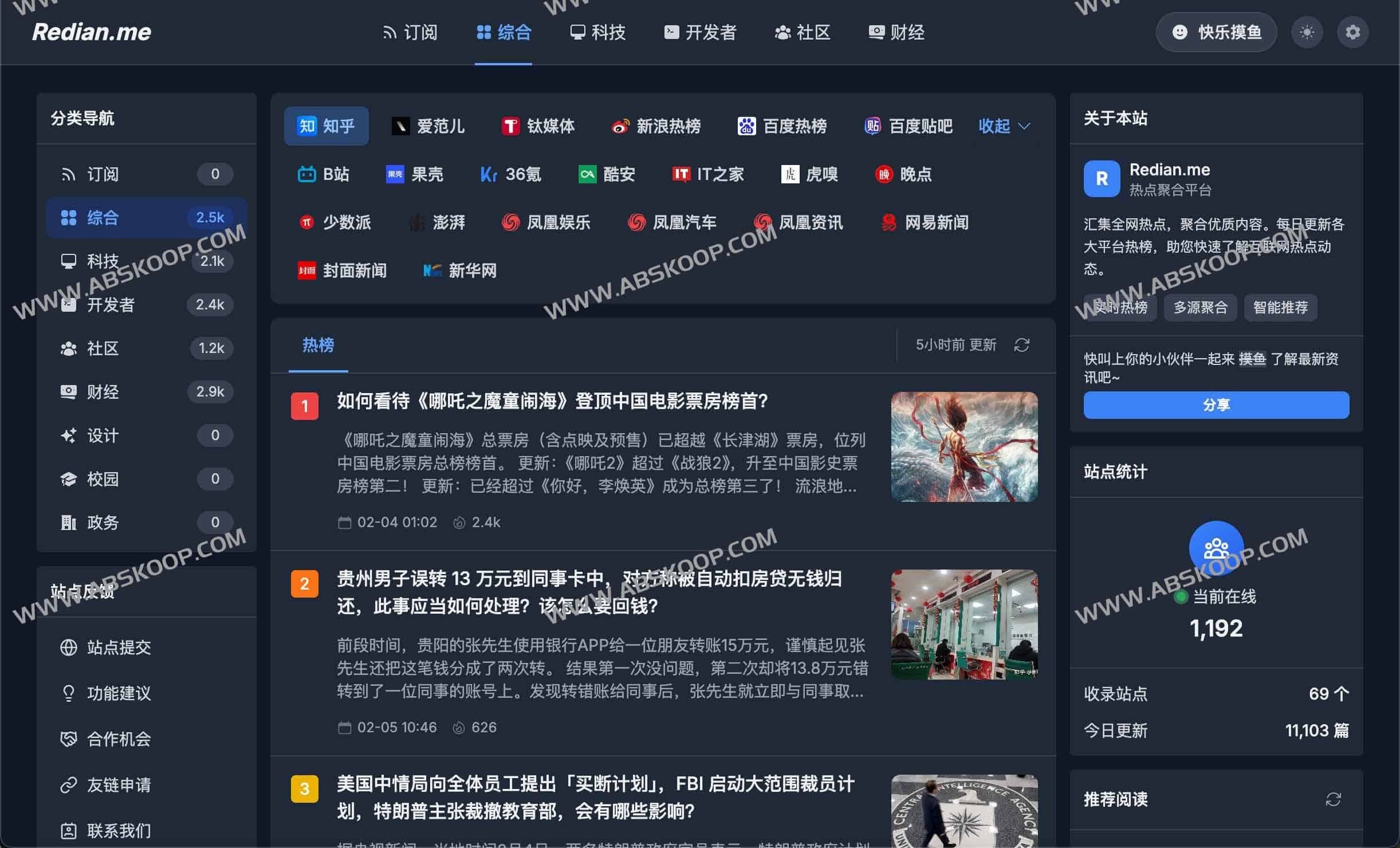 Redian：支持摸鱼模式的全网热点信息聚合工具