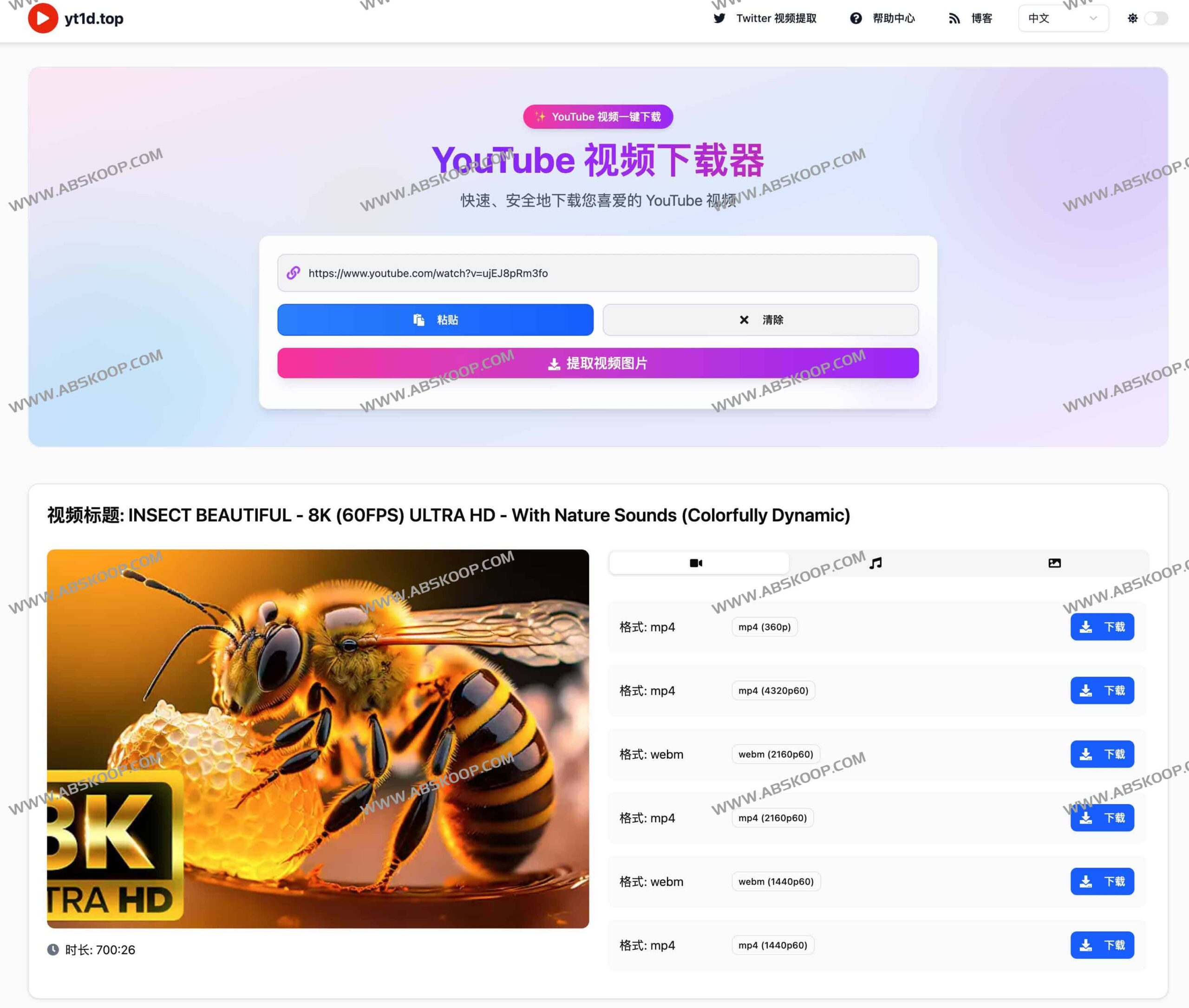 yt1d.top 使用指南:支持 8K 高清无水印下载与多格式转换 yt1d.top 使用指南:支持 8K 高清无水印下载与多格式转换