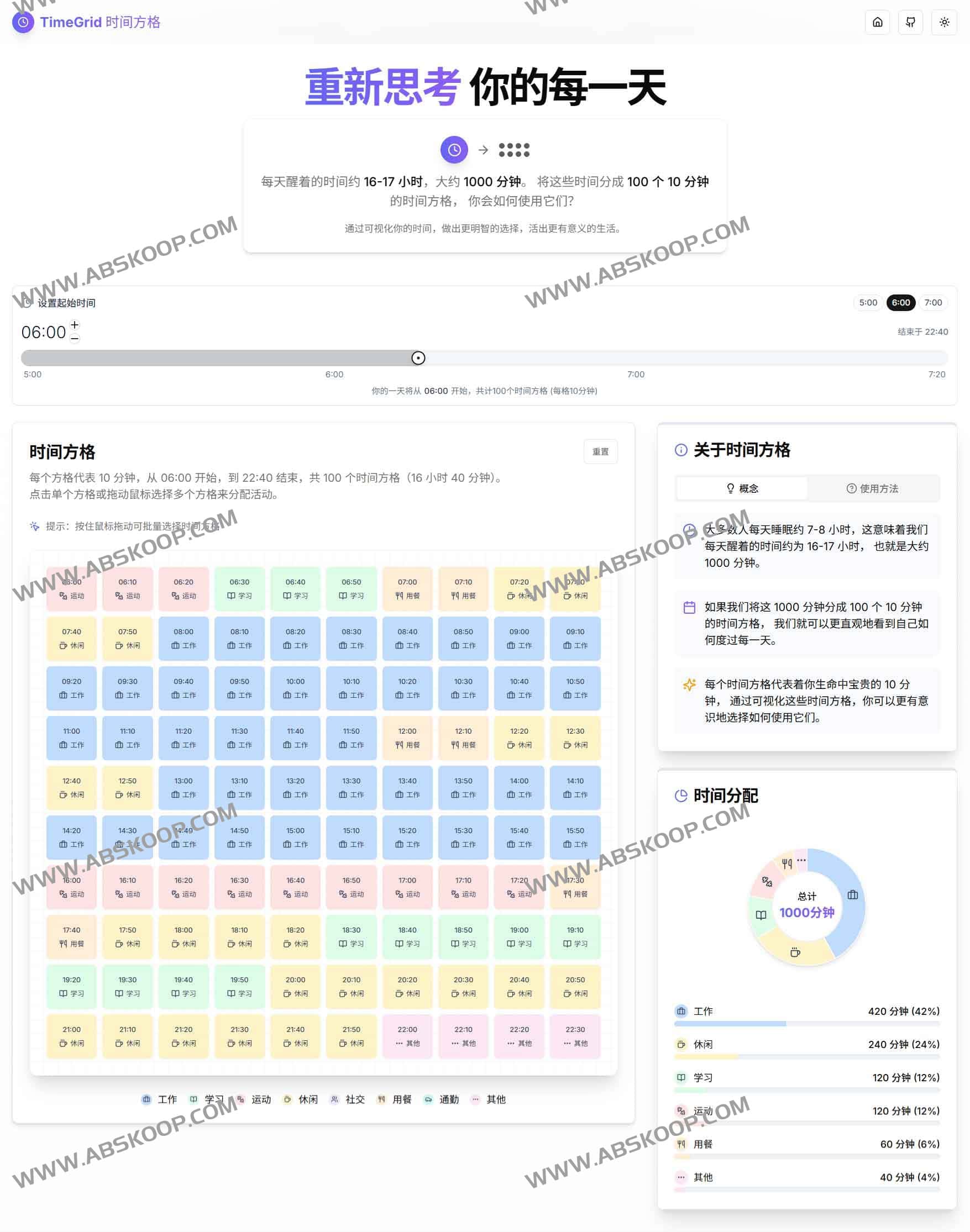 TimeGrid 时间方格：将日计划量化为 100 个 10 分钟单元的可视化管理法