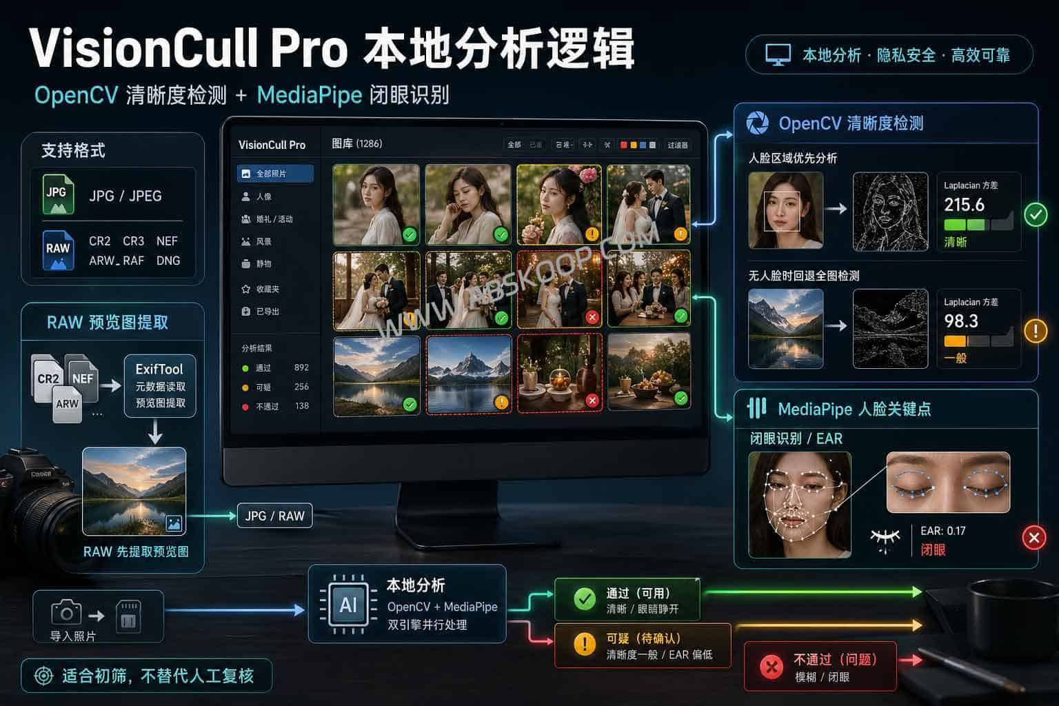 VisionCull Pro 实测：利用本地 AI 快速剔除模糊与闭眼废片