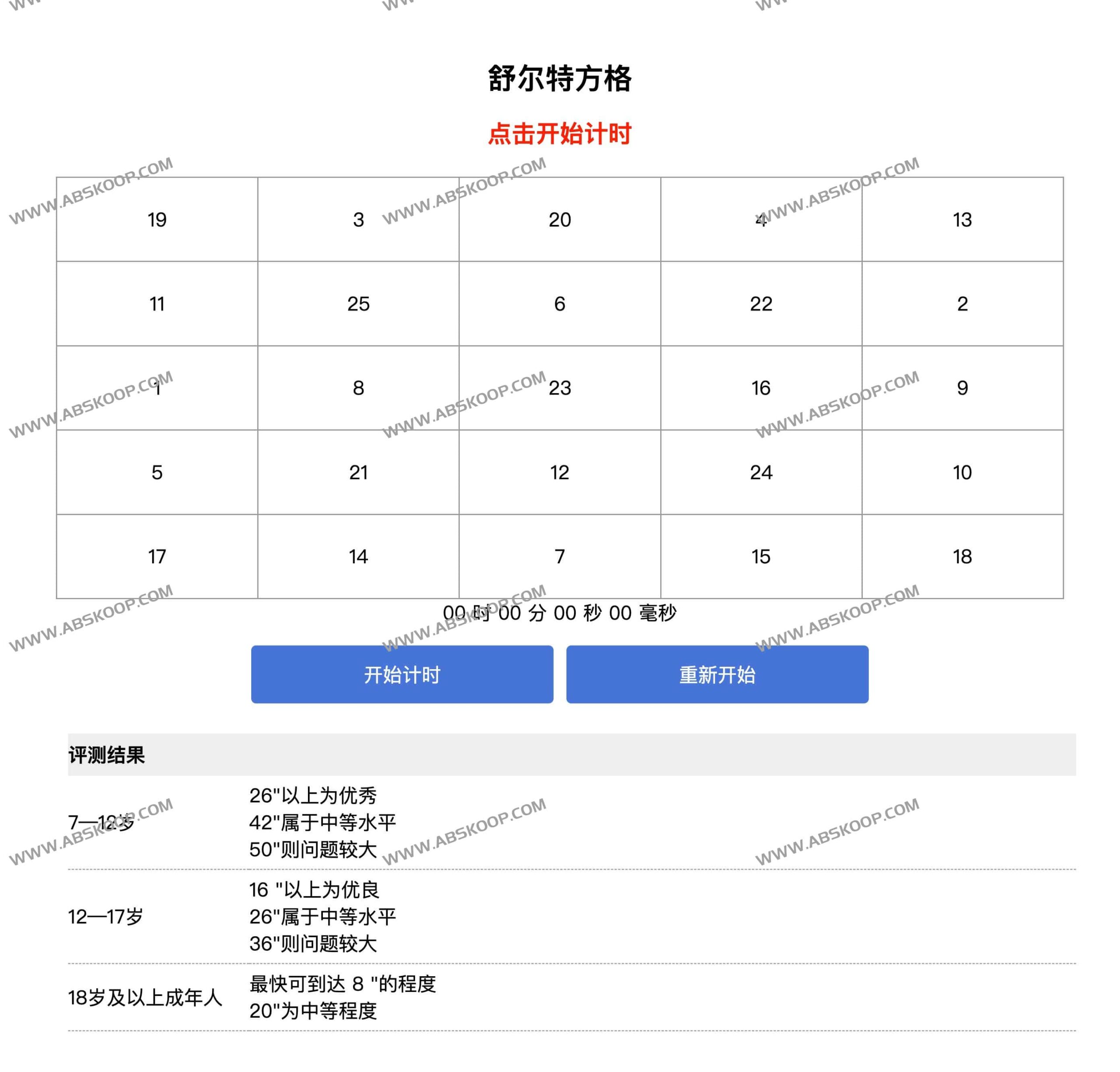 注意力难以集中或想提升反应速度?试试这款舒尔特方格在线训练工具 注意力难以集中或想提升反应速度?试试这款舒尔特方格在线训练工具