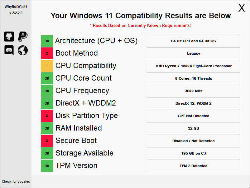 WhyNotWin11 硬件兼容性检测指南：快速确认设备是否支持升级 Windows 11 并分析具体缺失项