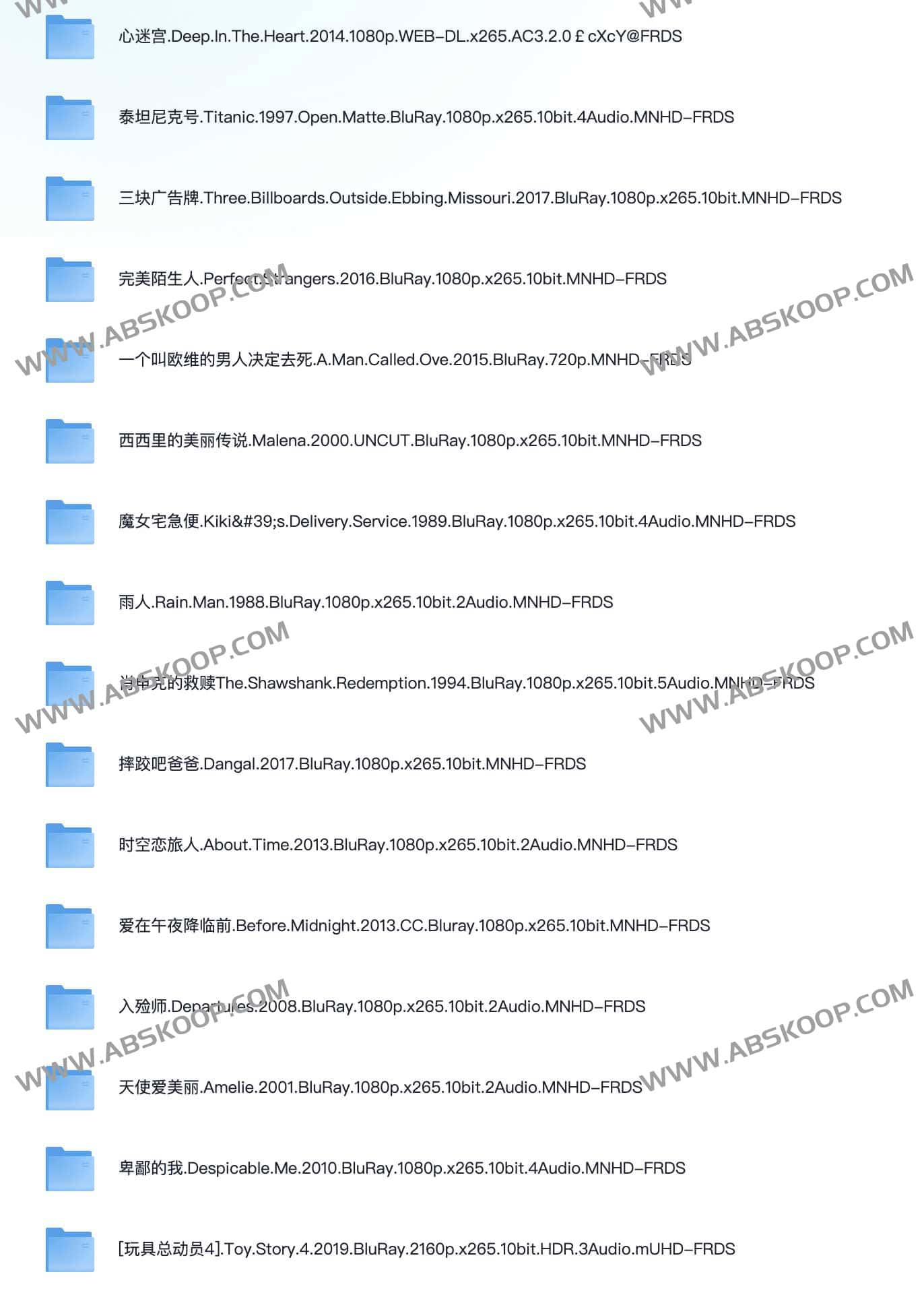 精选豆瓣 TOP250 高分电影资源:1080P 蓝光画质,支持国英双语多音轨切换 精选豆瓣 TOP250 高分电影资源:1080P 蓝光画质,支持国英双语多音轨切换