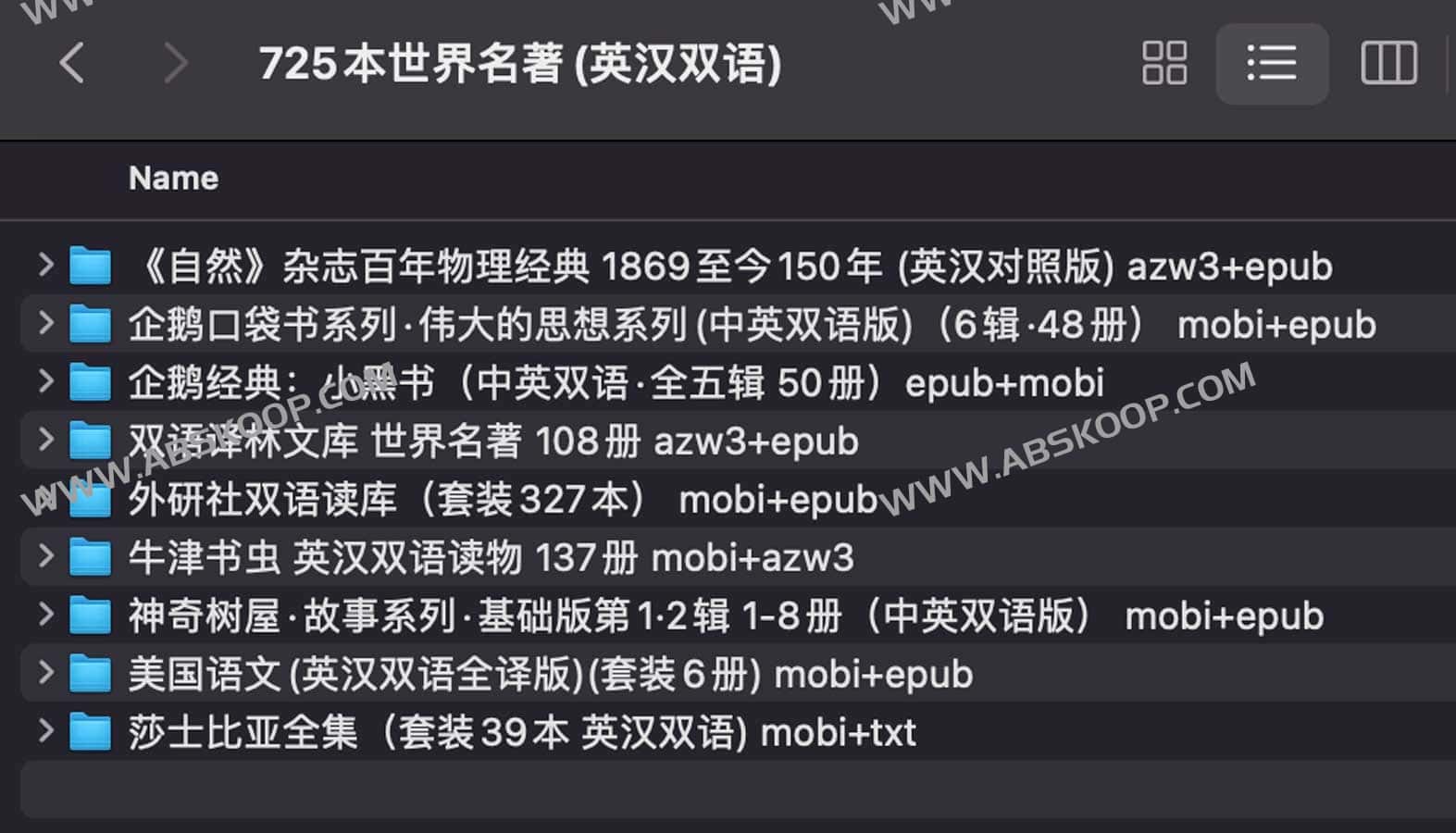 725 部英汉双语世界名著精选集