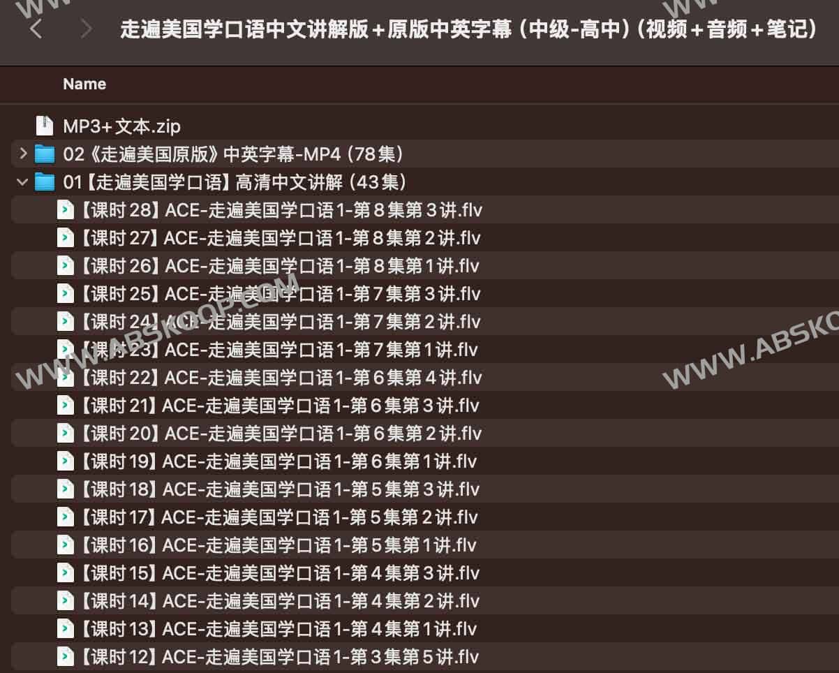 走遍美国中高级口语教程：含中文讲解视频、中英双语字幕及配套笔记（音视频全集）
