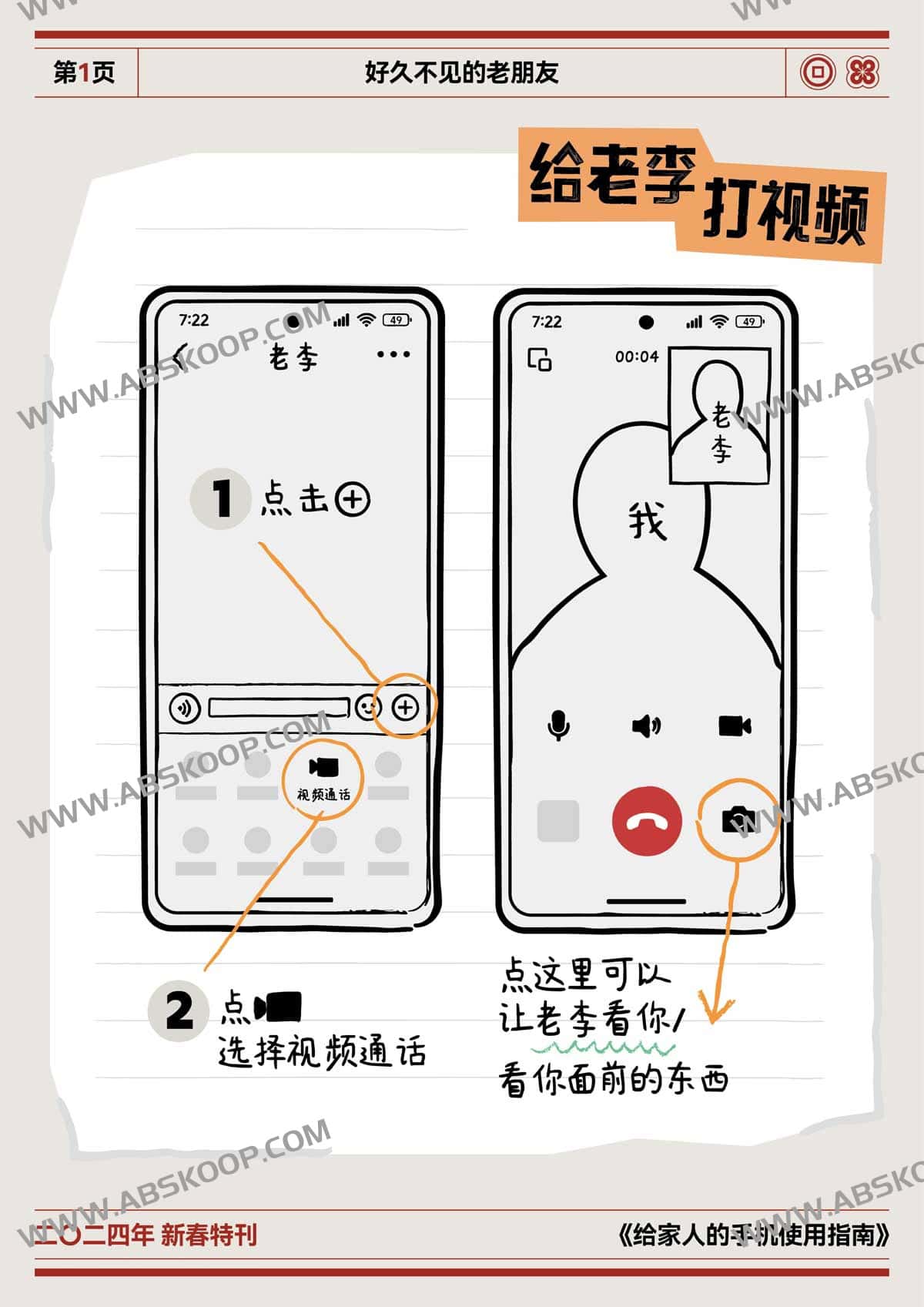 长辈手机操作手册：A4 彩印翻页版设计指南