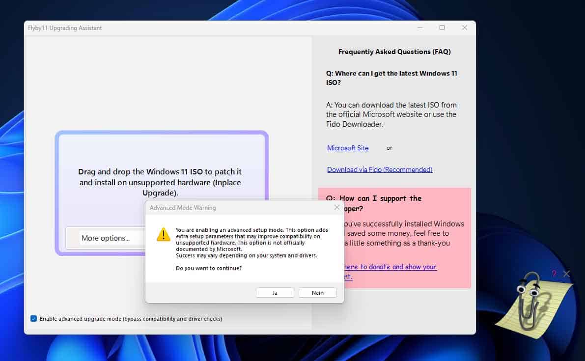 电脑硬件不符合 Windows 11 24H2 升级要求？试试用 Flyby11 绕过限制