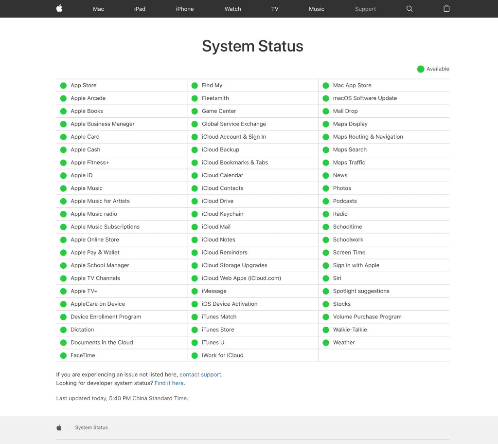 Apple 服务运行状态实时查询指南