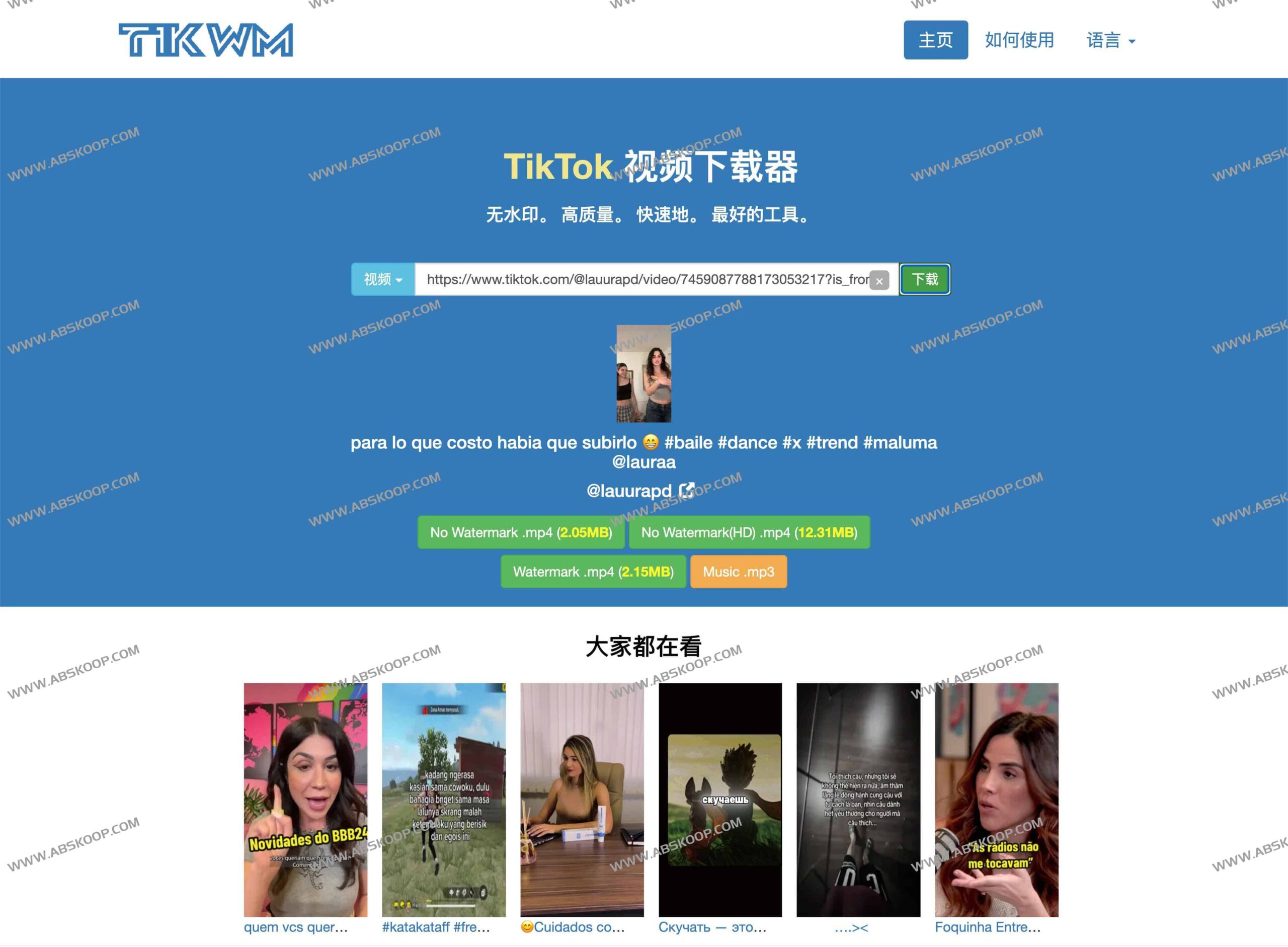 使用 TikWM 免费下载 TikTok 国际版无水印视频的步骤指南