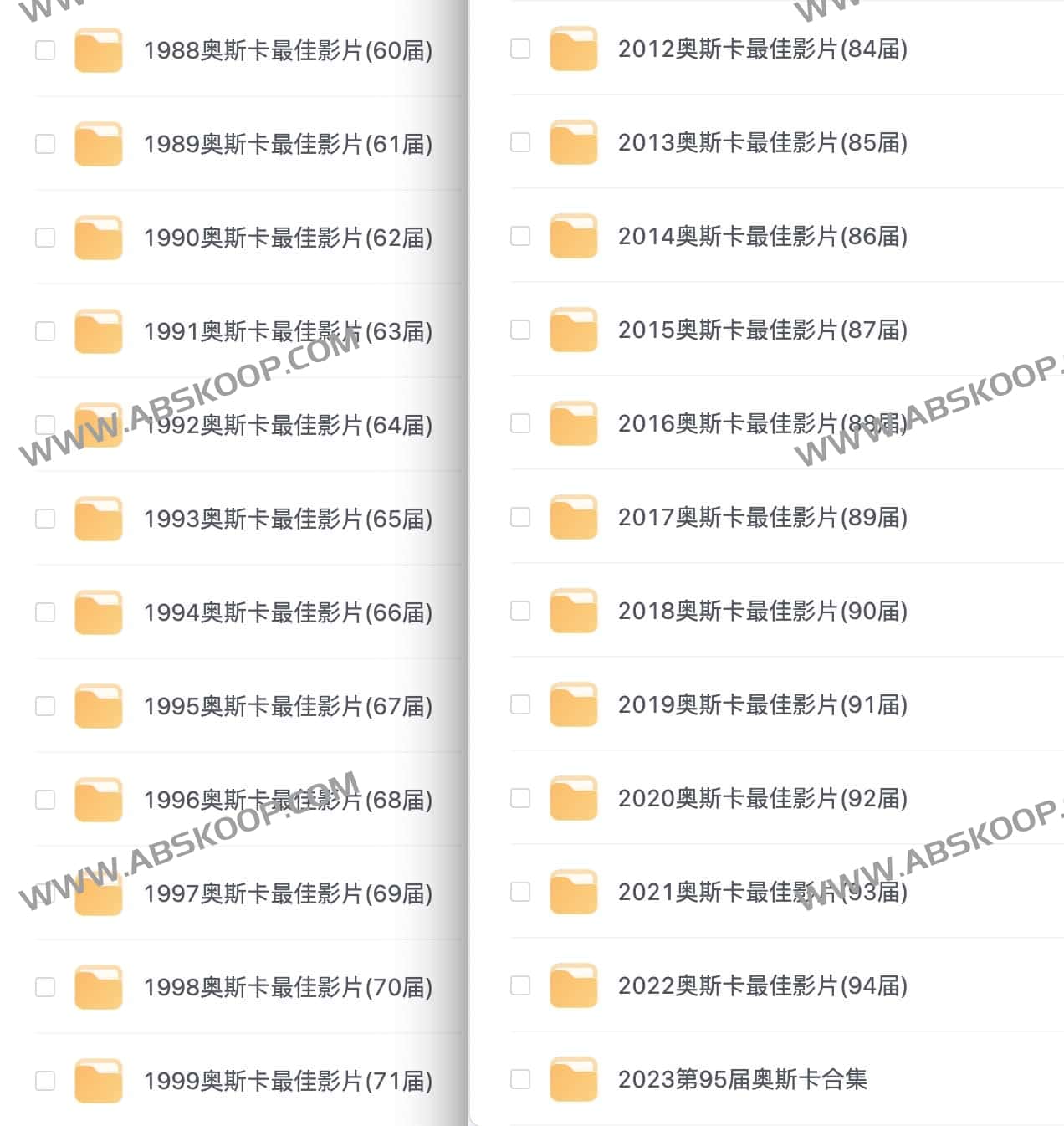 1988-2023 年奥斯卡获奖影片全集：1.42TB 超高清资源索引