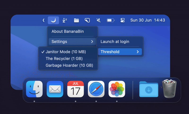 BananaBin：通过动态苍蝇提醒你清理 macOS 回收站的趣味小工具