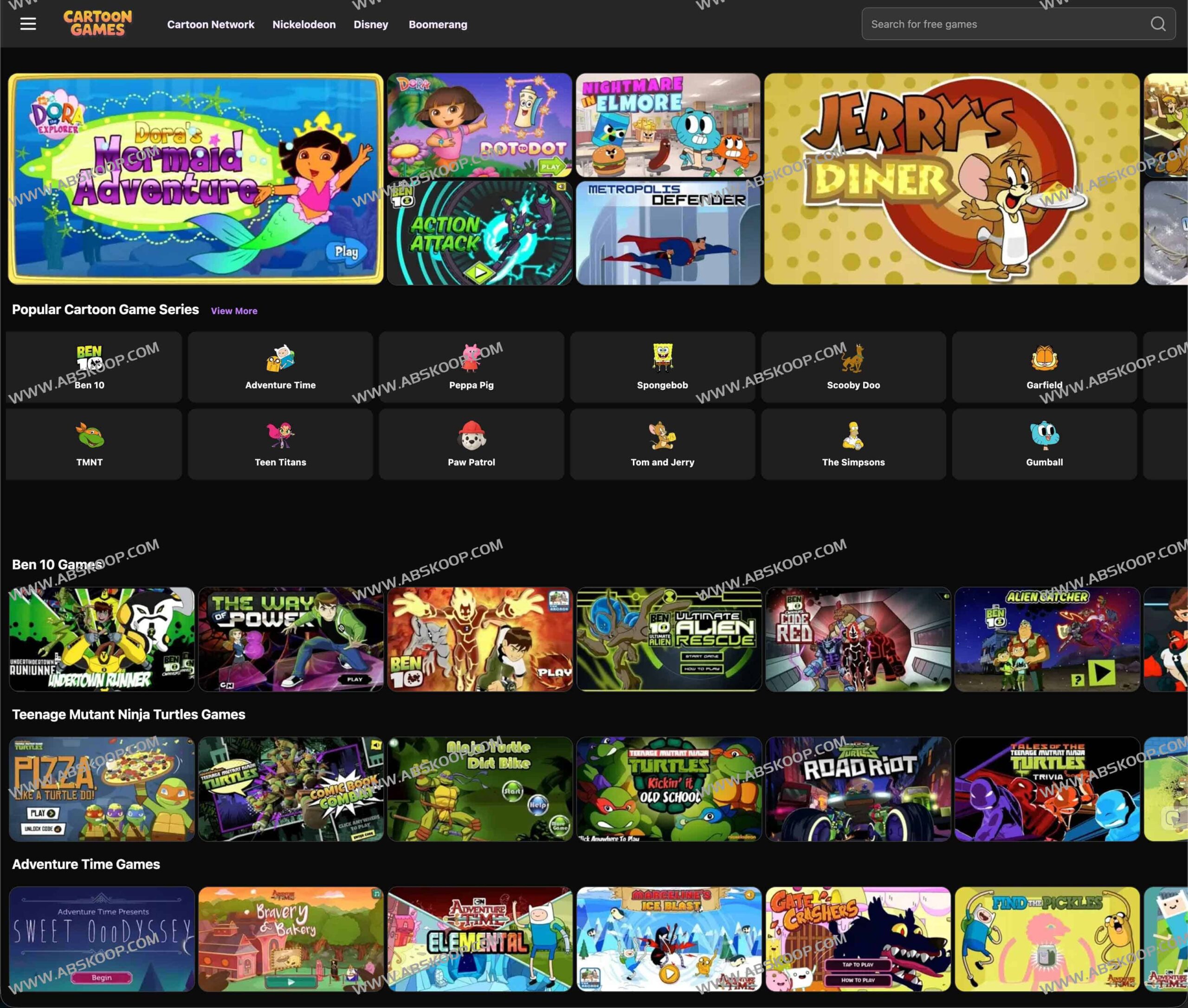 CartoonGames：经典卡通网页游戏免费资源库